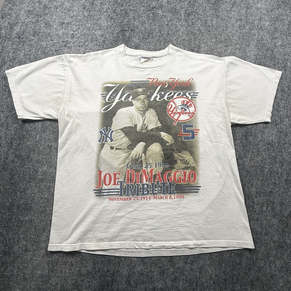 Vintage 1999 Joe DiMaggio Tribute T-Shirt Mens 2XL NY Yankees Double Sided MLB